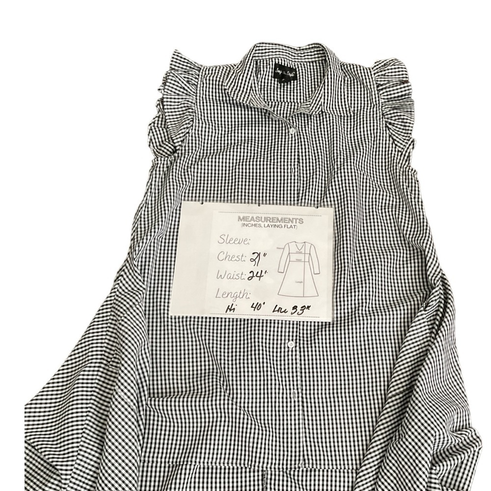 Step In Style Black & White Gingham High-Low Shirt Dress - Picture 6 of 6